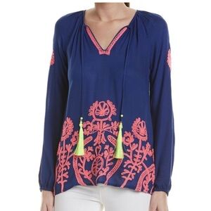 Lilly Pulitzer Willa Tunic in Resort Navy with Tassels! Size Medium